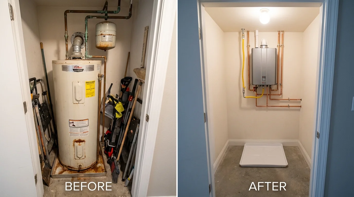 Tank water heater versus wall-mounted tankless unit comparison for Diablo, CA homeowners